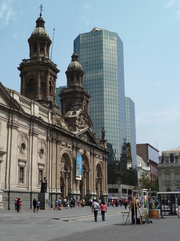 Place d'Armes, cathédrale, Santiago. Chili